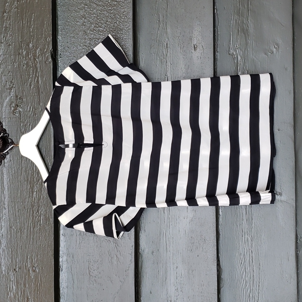 WHITE HOUSE BLACK MARKET Striped Open-Work Blouse sz XS NEW Women's Top - Picture 6 of 11
